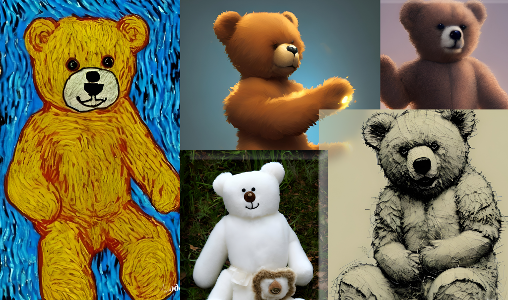 Images of Teddy Bears Created By PopularCultureBeat.com Using The Wonder AI App For Android