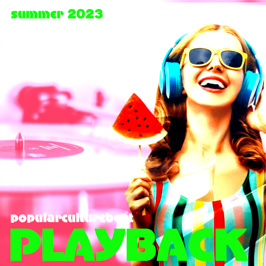 Popular Culture Beat "Playback" image with adobe stock photo of woman with headphones and watermelon slice on a stick. Photo credit : rohappy