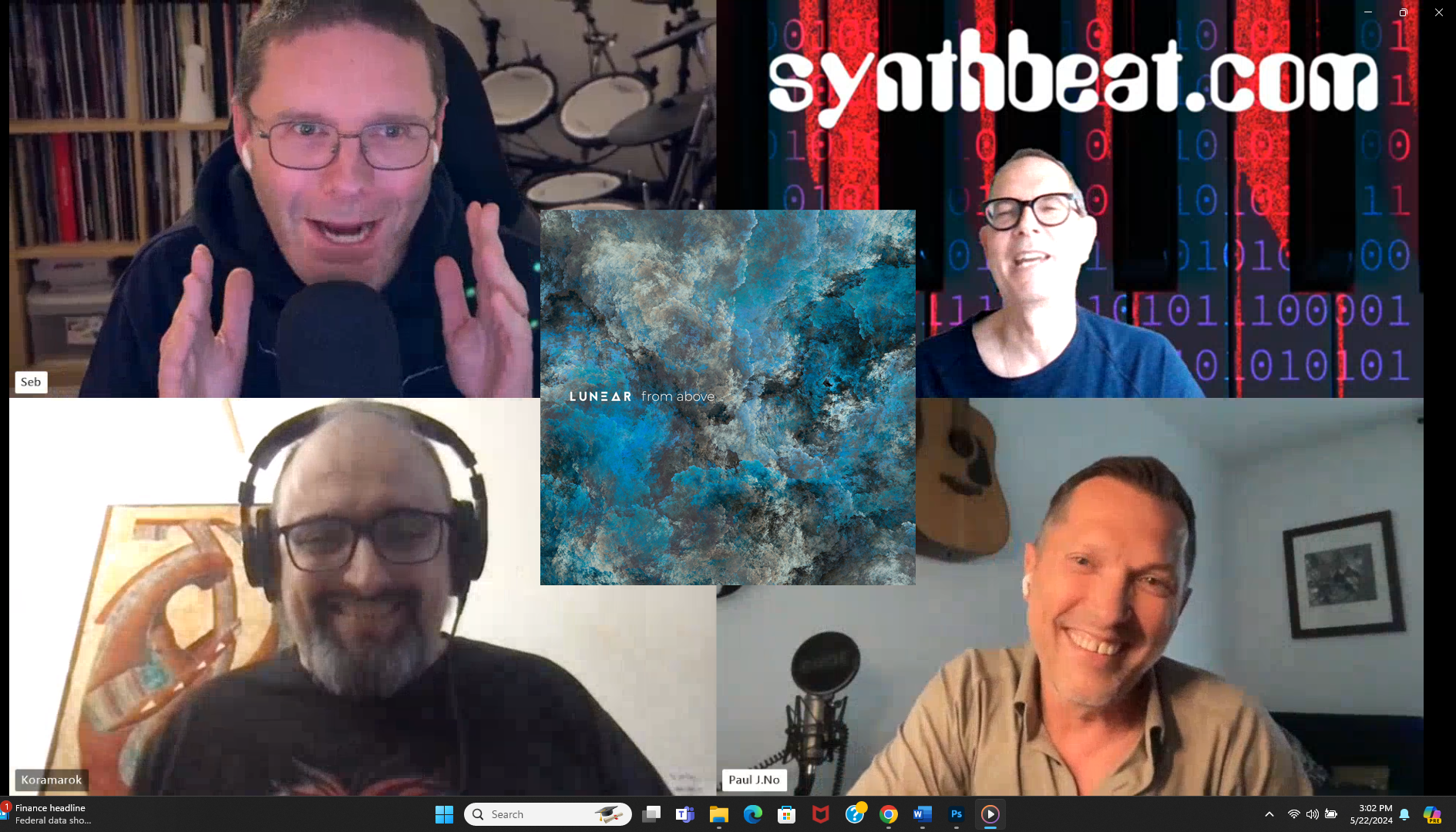 Screenshot from Skype with prog rock band Lunear and Keith Walsh